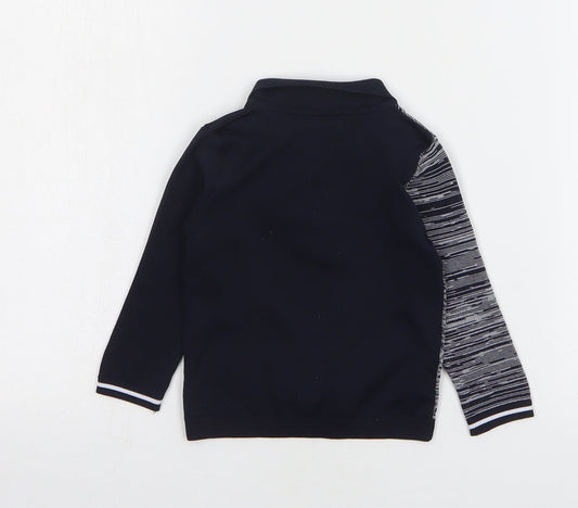 River Island Boys Blue Striped Polyester Basic Polo Size 6-9 Months Collared Pullover