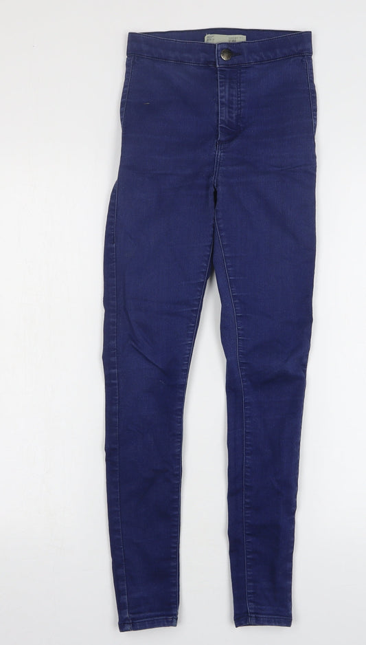 Topshop Womens Blue Cotton Skinny Jeans Size 26 in L28 in Regular Button