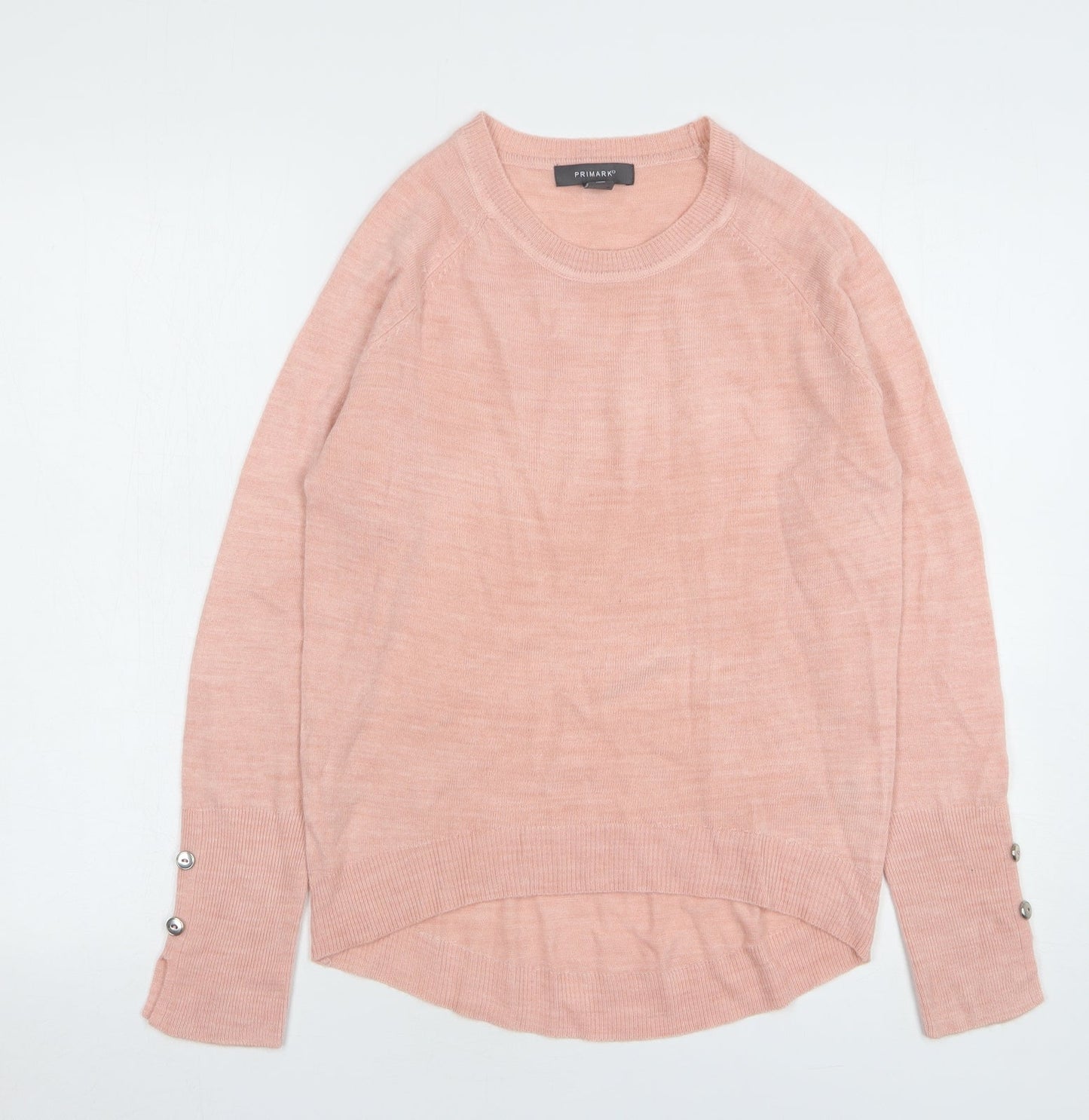 Primark Womens Pink Round Neck Acrylic Pullover Jumper Size 4