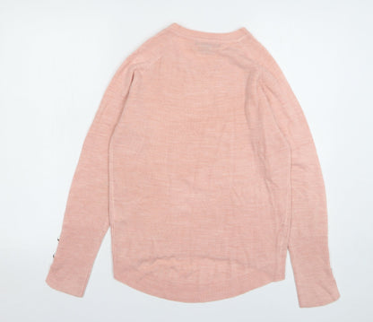Primark Womens Pink Round Neck Acrylic Pullover Jumper Size 4