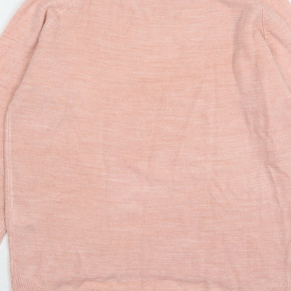 Primark Womens Pink Round Neck Acrylic Pullover Jumper Size 4