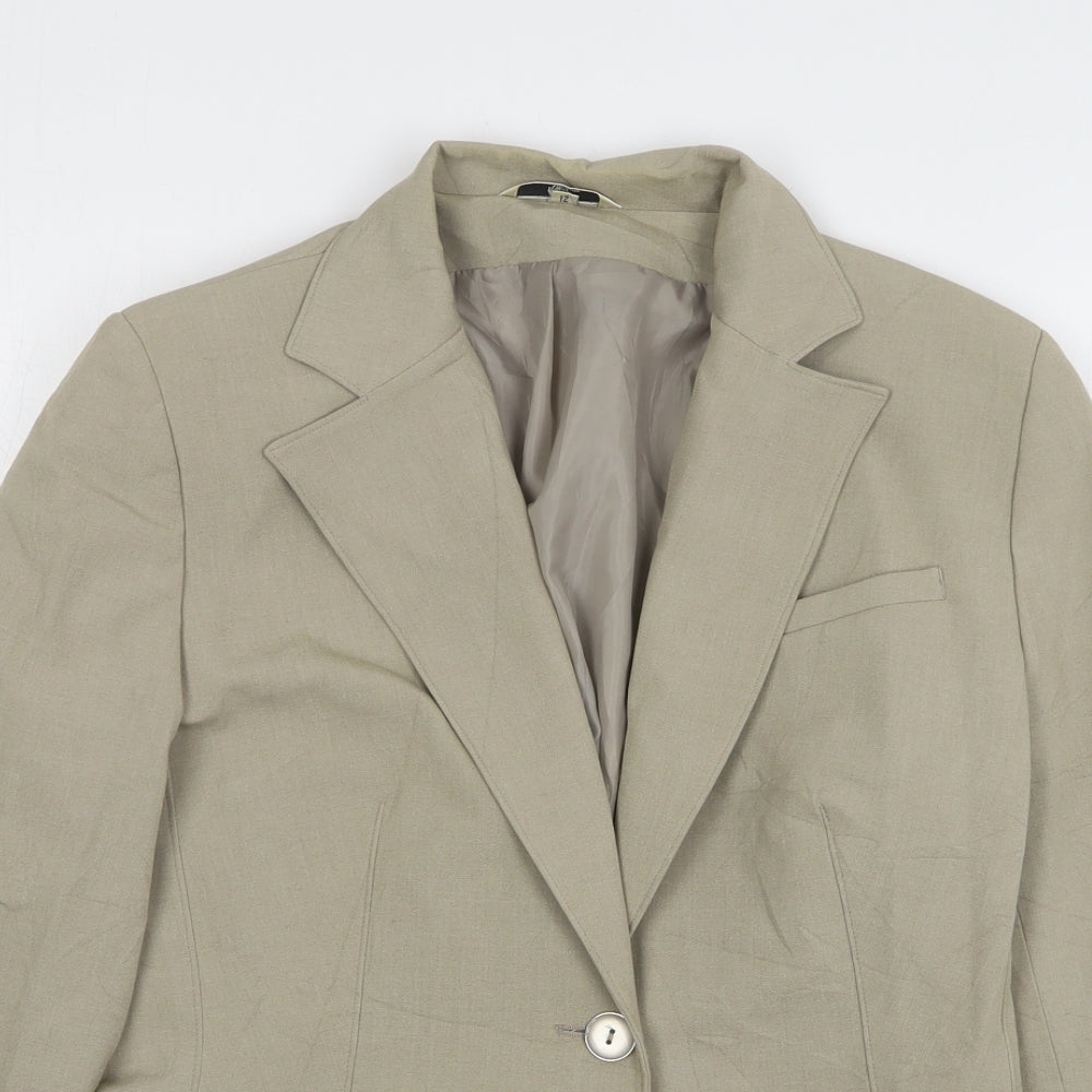 Klass Womens Beige Polyester Jacket Suit Jacket Size 12