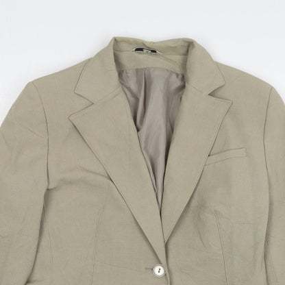 Klass Womens Beige Polyester Jacket Suit Jacket Size 12