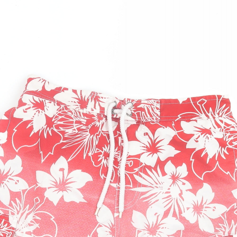 Dunnes Stores Mens Red Floral Polyester Bermuda Shorts Size S L7 in Regular Tie