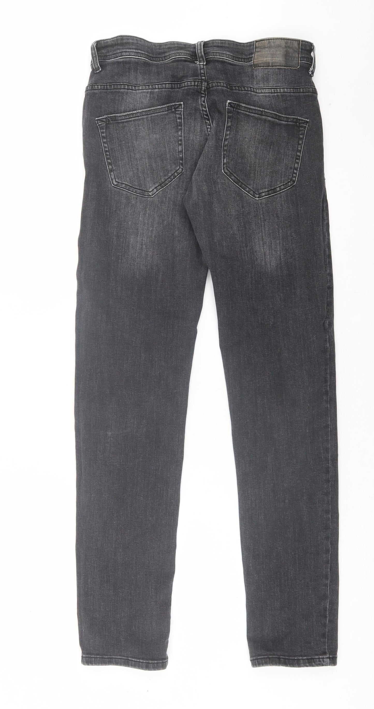 Denim & Co. Mens Grey Cotton Straight Jeans Size 30 in L32 in Regular Button