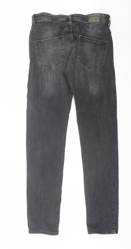 Denim & Co. Mens Grey Cotton Straight Jeans Size 30 in L32 in Regular Button