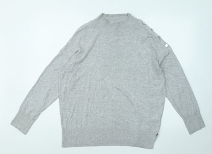F&F Womens Grey Mock Neck Viscose Pullover Jumper Size 12