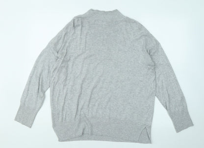 F&F Womens Grey Mock Neck Viscose Pullover Jumper Size 12