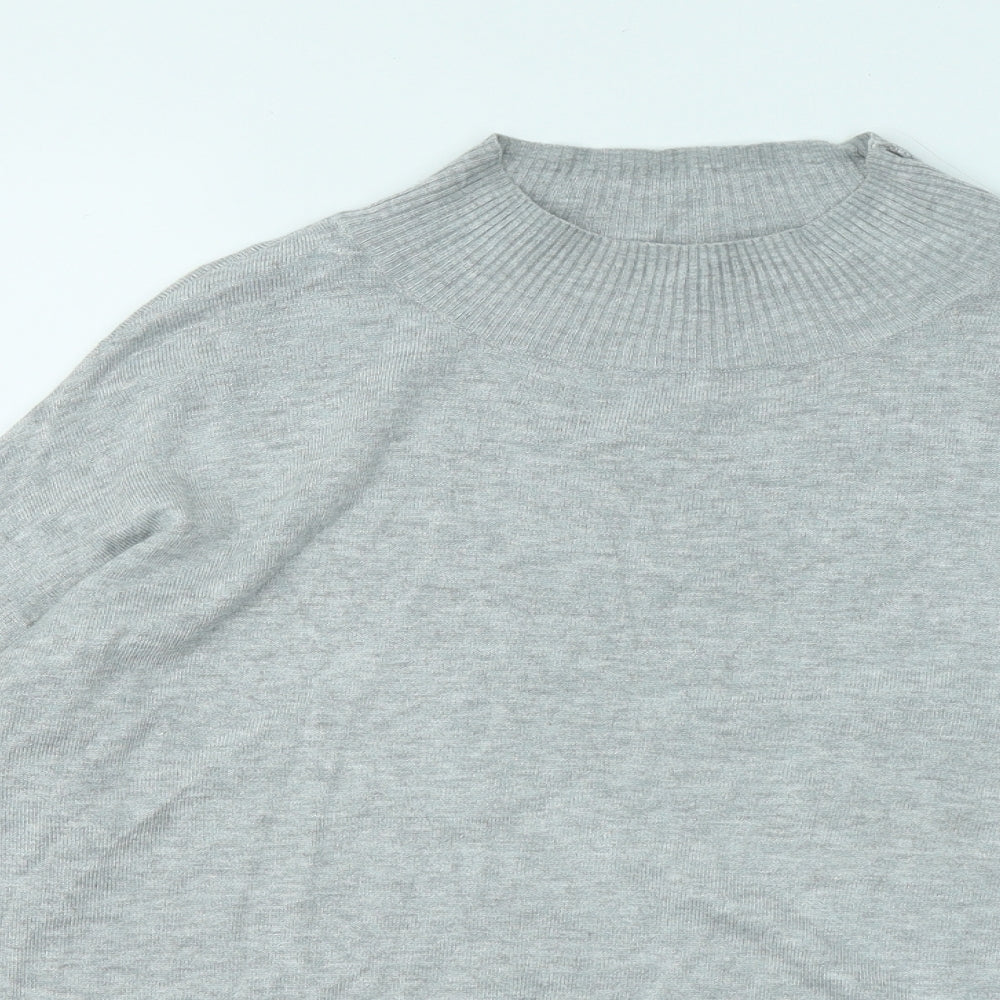 F&F Womens Grey Mock Neck Viscose Pullover Jumper Size 12