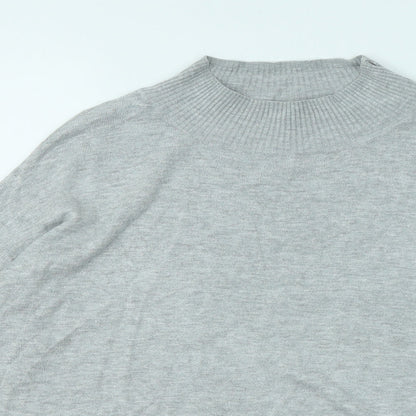 F&F Womens Grey Mock Neck Viscose Pullover Jumper Size 12