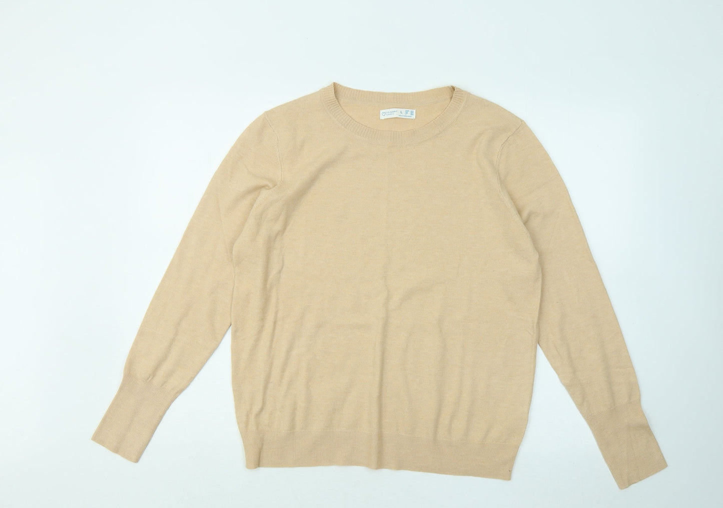 Primark Womens Beige Round Neck Polyester Pullover Jumper Size 14