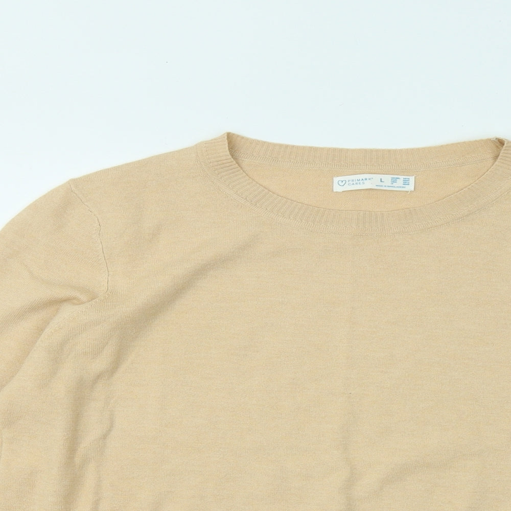 Primark Womens Beige Round Neck Polyester Pullover Jumper Size 14