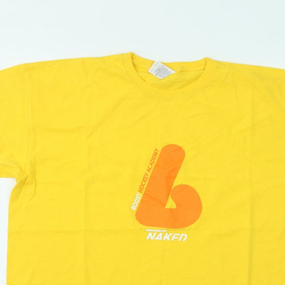 Fruit of the Loom Boys Yellow Cotton Basic T-Shirt Size 14-15 Years Round Neck - Boost Hockey Academy