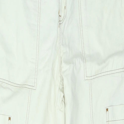 Weekday Womens White Cotton Straight Jeans Size 12 L27 in Regular Zip