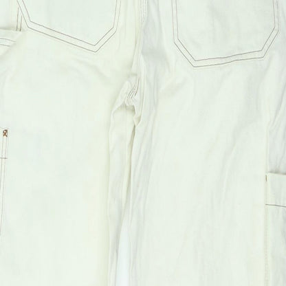Weekday Womens White Cotton Straight Jeans Size 12 L27 in Regular Zip