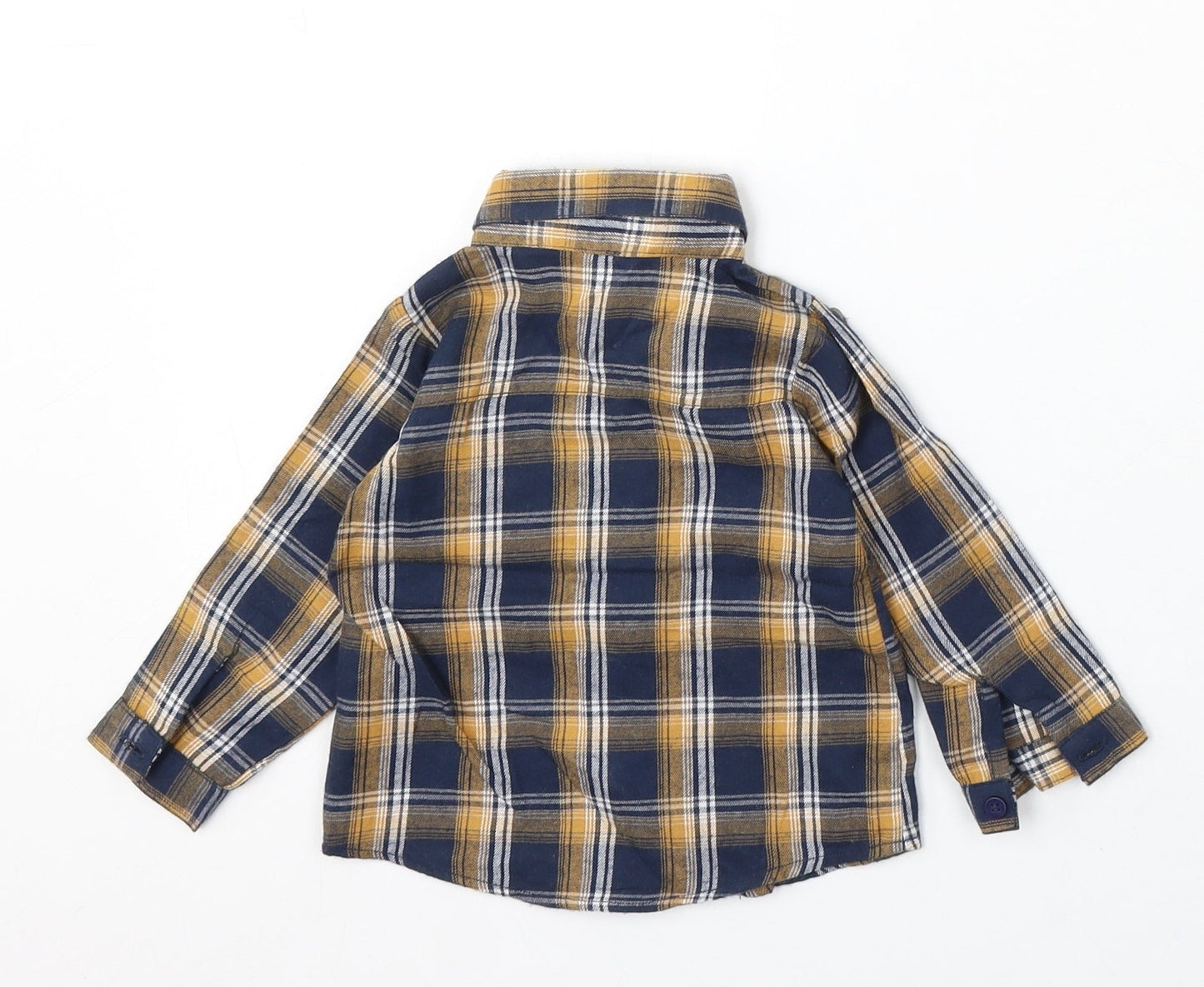 Lullaby Boys Blue Plaid Cotton Basic Button-Up Size 6-9 Months Collared Button