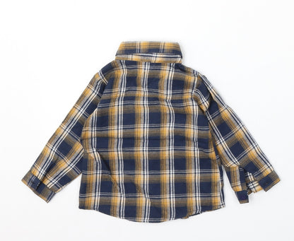 Lullaby Boys Blue Plaid Cotton Basic Button-Up Size 6-9 Months Collared Button