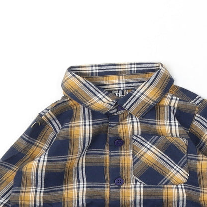 Lullaby Boys Blue Plaid Cotton Basic Button-Up Size 6-9 Months Collared Button