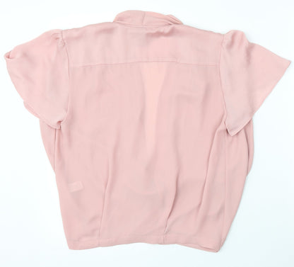 TU Womens Pink Polyester Basic Blouse Size 12 V-Neck