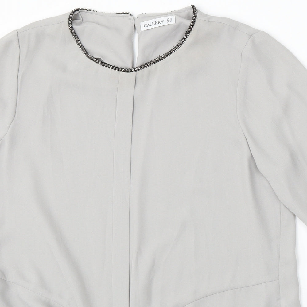 Womens UK Size 12 Gallery Grey Basic Blouse