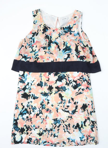 Gallery Womens Multicoloured Floral Polyester Shift Size 12 Round Neck Hook & Eye