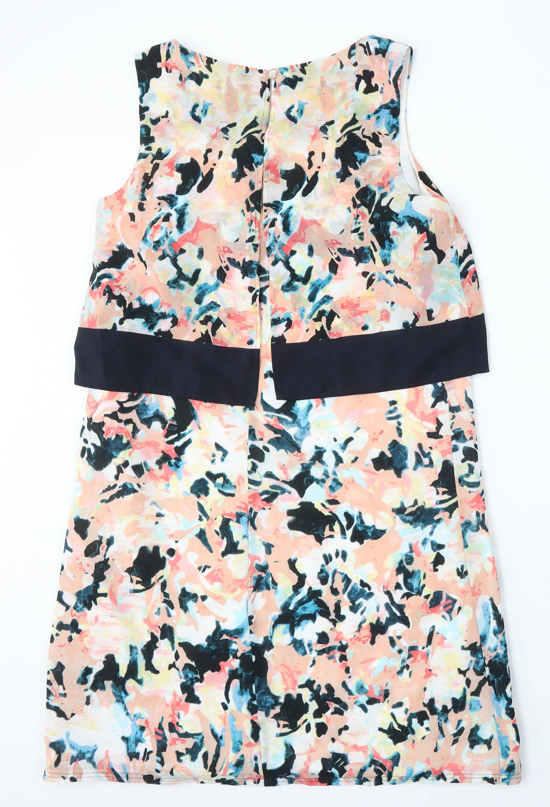 Gallery Womens Multicoloured Floral Polyester Shift Size 12 Round Neck Hook & Eye