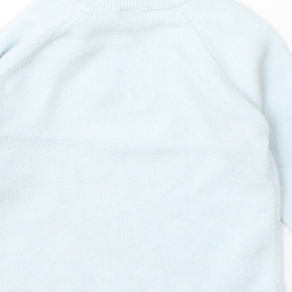 Marks and Spencer Girls Blue Viscose Pullover Jumper Size 3-6 Months Button - Elephants