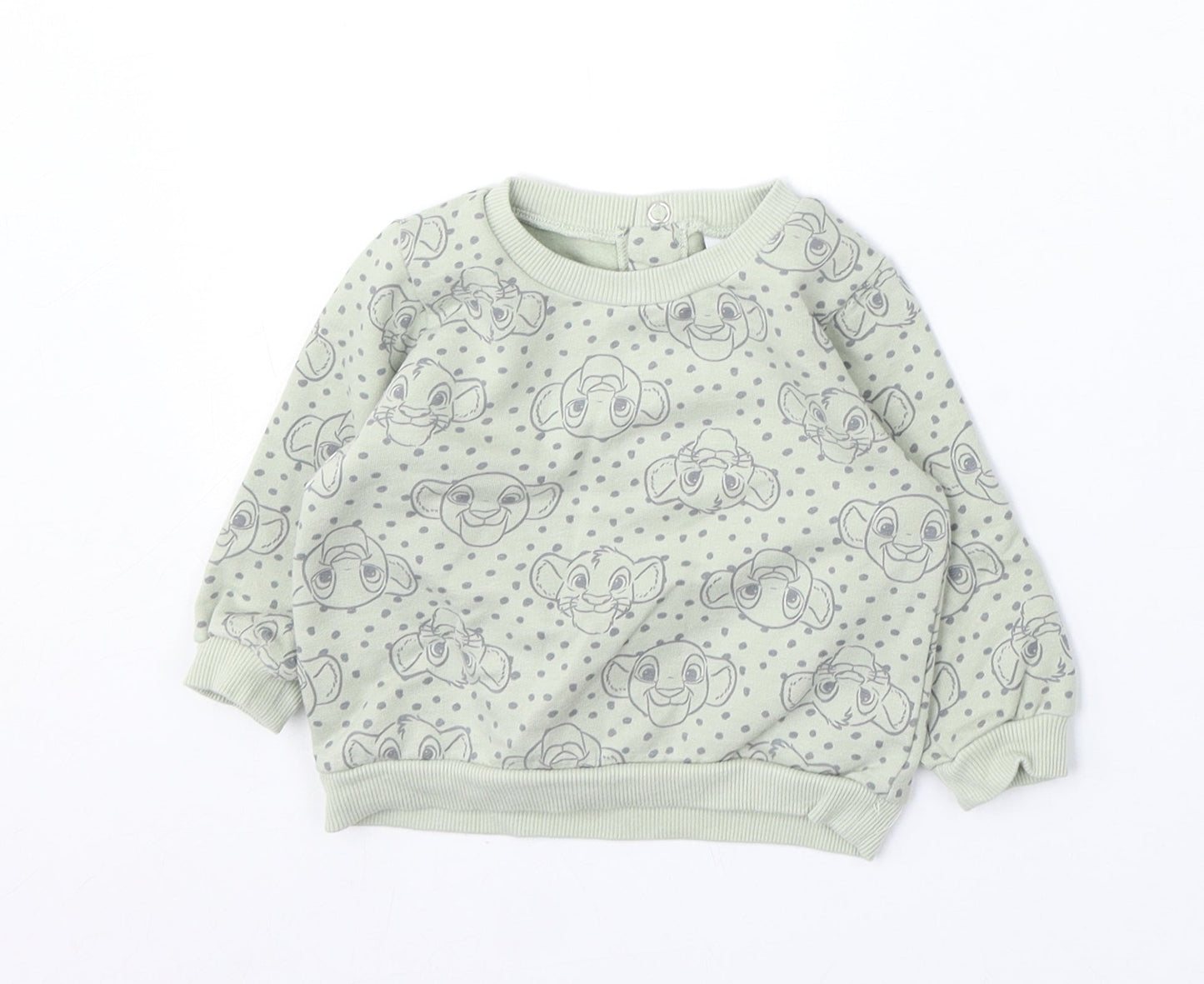 Disney Baby Girls Green Geometric Cotton Pullover Jumper Size 3-6 Months Snap - The Lion King