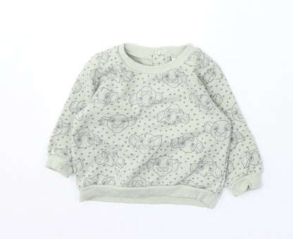 Disney Baby Girls Green Geometric Cotton Pullover Jumper Size 3-6 Months Snap - The Lion King