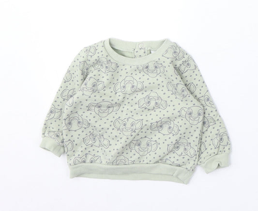 Disney Baby Girls Green Geometric Cotton Pullover Jumper Size 3-6 Months Snap - The Lion King