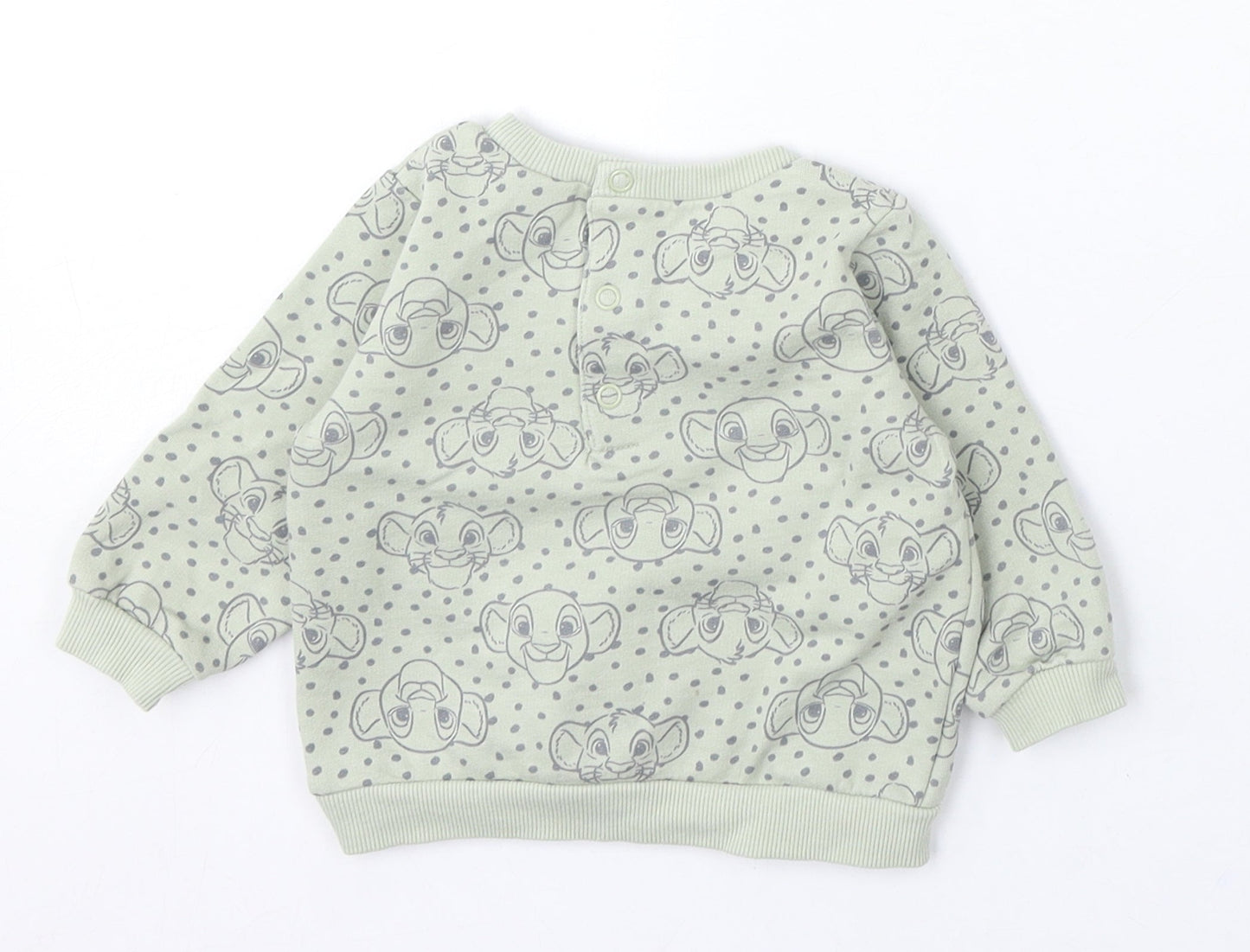 Disney Baby Girls Green Geometric Cotton Pullover Jumper Size 3-6 Months Snap - The Lion King
