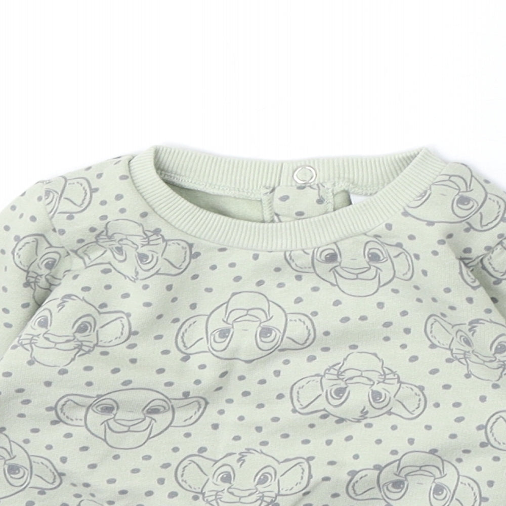 Disney Baby Girls Green Geometric Cotton Pullover Jumper Size 3-6 Months Snap - The Lion King