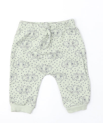 Disney Baby Boys Green Geometric Cotton Jogger Trousers Size 3-6 Months Pullover - The Lion King