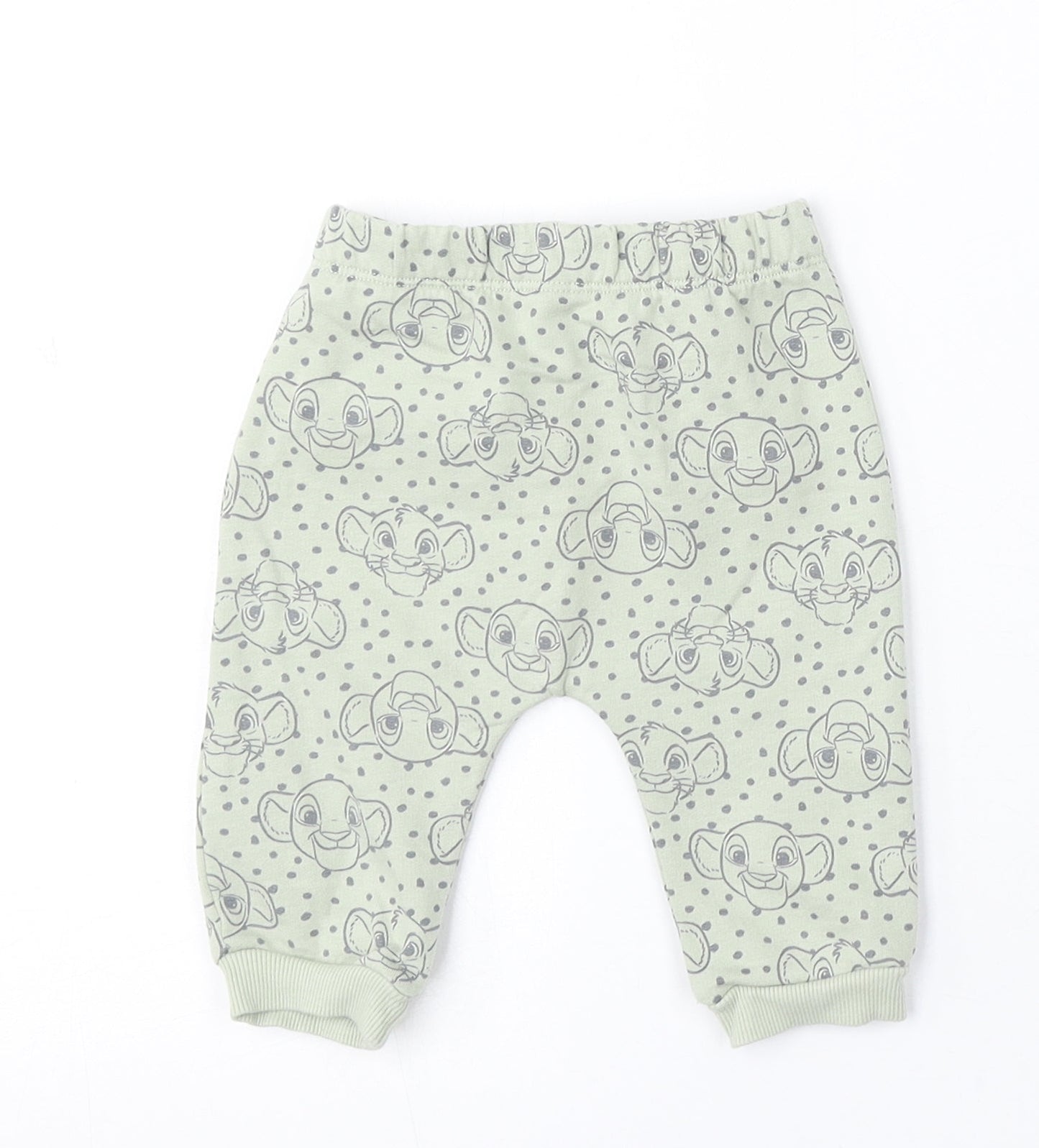 Disney Baby Boys Green Geometric Cotton Jogger Trousers Size 3-6 Months Pullover - The Lion King
