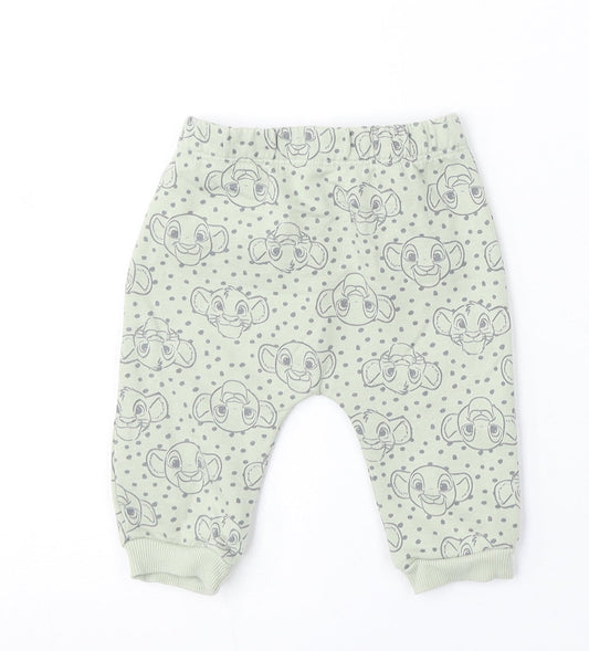 Disney Baby Boys Green Geometric Cotton Jogger Trousers Size 3-6 Months Pullover - The Lion King
