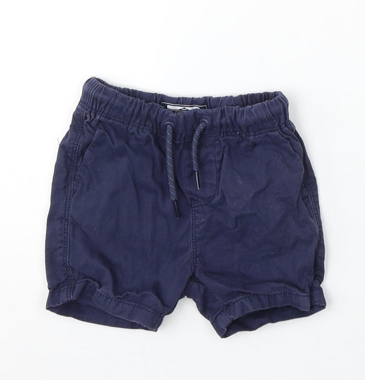 NEXT Boys Blue Cotton Cropped Trousers Size 9-12 Months Drawstring