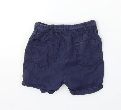 NEXT Boys Blue Cotton Cropped Trousers Size 9-12 Months Drawstring