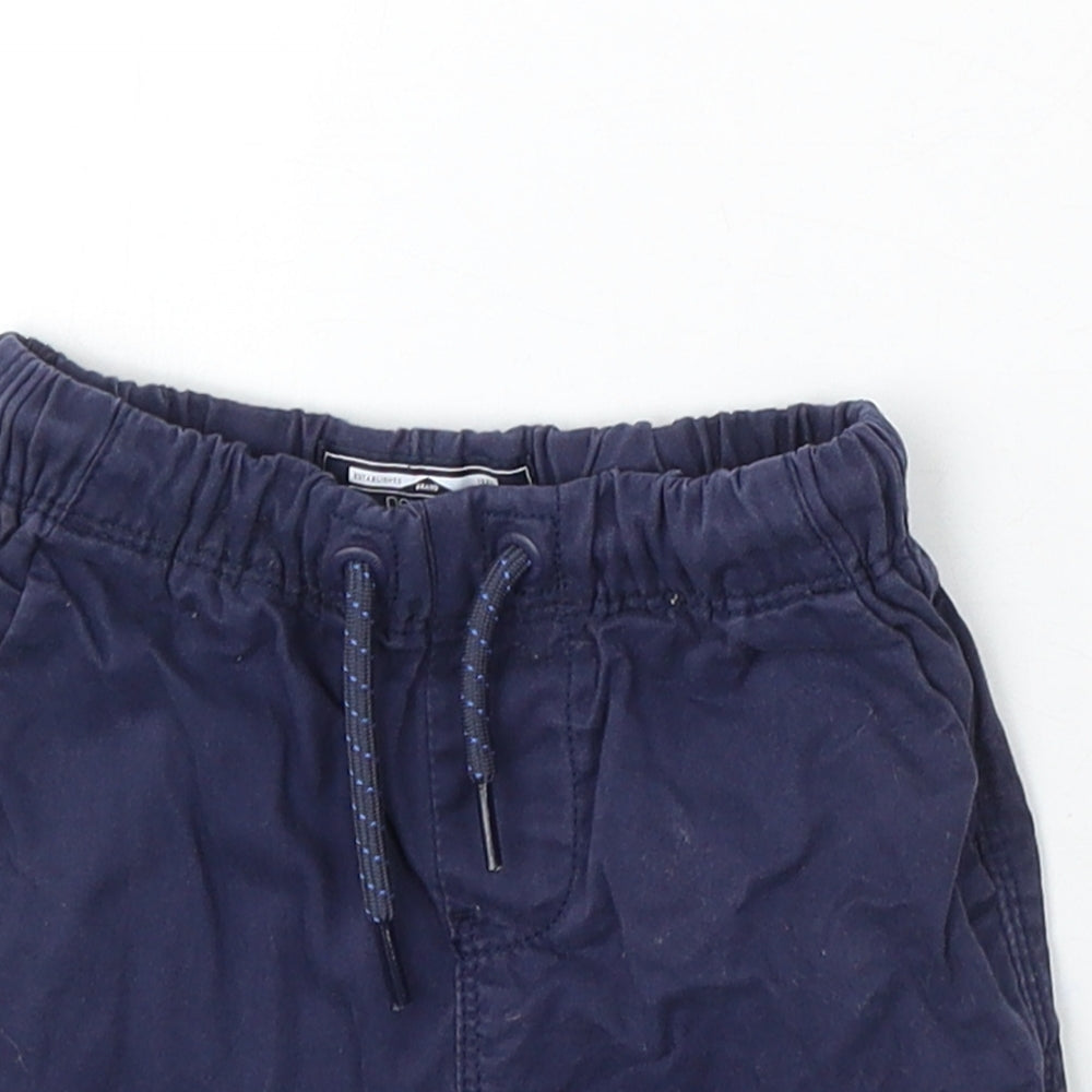 NEXT Boys Blue Cotton Cropped Trousers Size 9-12 Months Drawstring