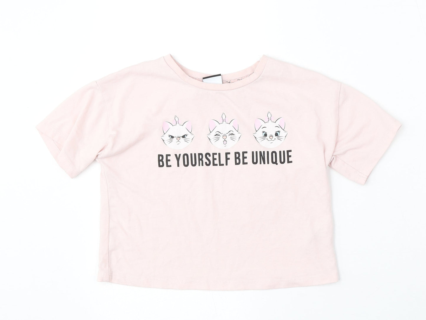 Disney Girls Pink Polyester Basic T-Shirt Size 6-7 Years Round Neck - Be yourself and be unique