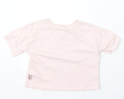Disney Girls Pink Polyester Basic T-Shirt Size 6-7 Years Round Neck - Be yourself and be unique