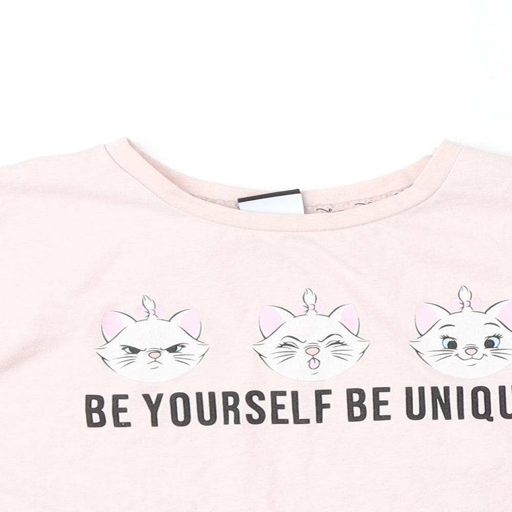 Disney Girls Pink Polyester Basic T-Shirt Size 6-7 Years Round Neck - Be yourself and be unique