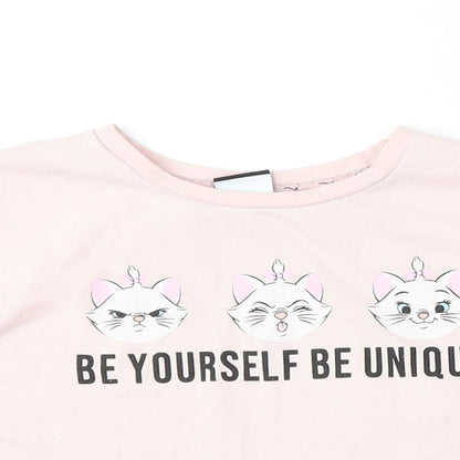 Disney Girls Pink Polyester Basic T-Shirt Size 6-7 Years Round Neck - Be yourself and be unique