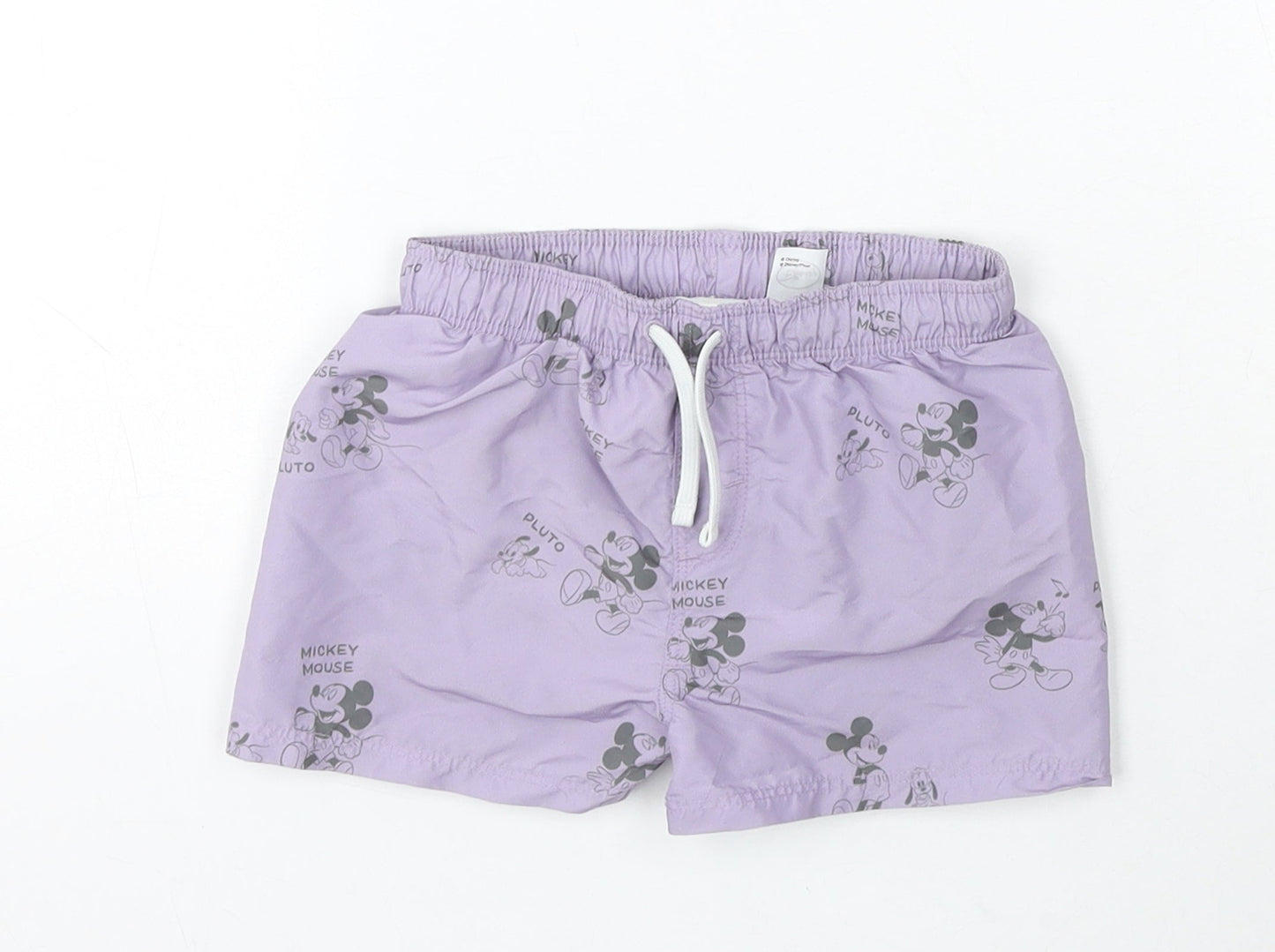 H&M Boys Purple Geometric Polyester Cropped Trousers Size 6-9 Months Drawstring - Disney Shorts