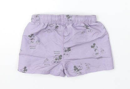 H&M Boys Purple Geometric Polyester Cropped Trousers Size 6-9 Months Drawstring - Disney Shorts