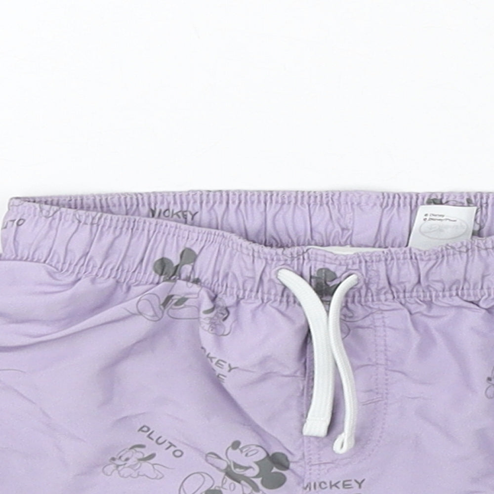 H&M Boys Purple Geometric Polyester Cropped Trousers Size 6-9 Months Drawstring - Disney Shorts