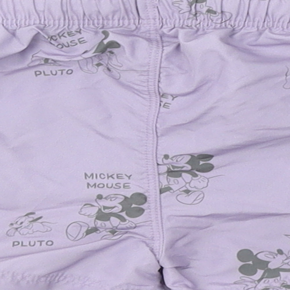 H&M Boys Purple Geometric Polyester Cropped Trousers Size 6-9 Months Drawstring - Disney Shorts