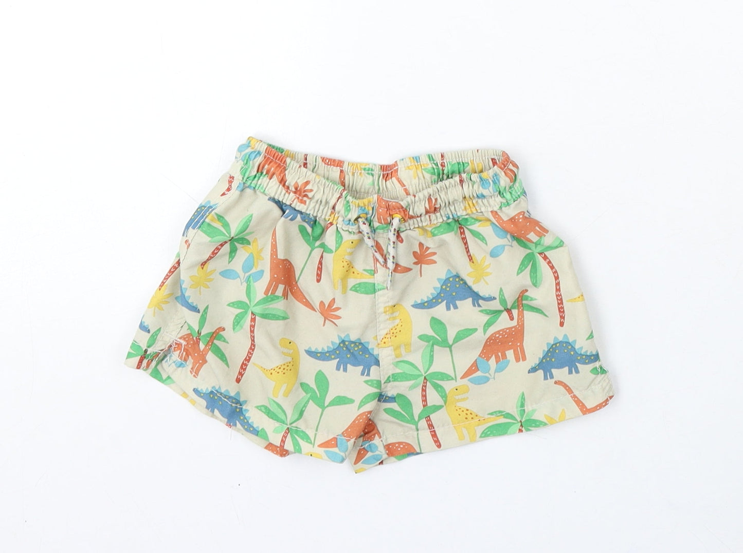 Zara Boys Multicoloured Floral Polyester Cropped Trousers Size 12-18 Months Tie - Dinosaurs