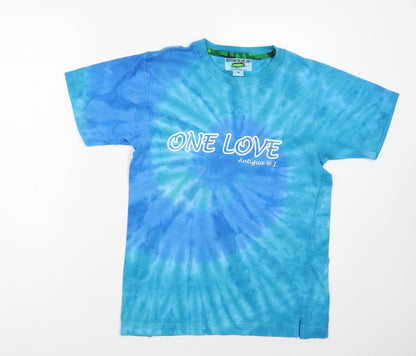 RastaPasta Girls Blue Geometric Cotton Pullover T-Shirt Size 14-15 Years Crew Neck Pullover - Antigua Tie Dye