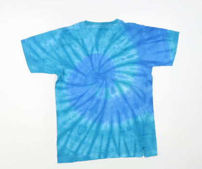 RastaPasta Girls Blue Geometric Cotton Pullover T-Shirt Size 14-15 Years Crew Neck Pullover - Antigua Tie Dye