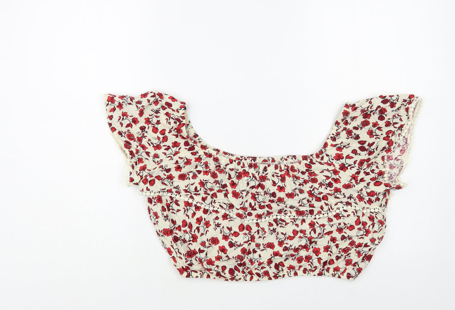 Womens UK Size 10 H&M Ivory Cropped Blouse